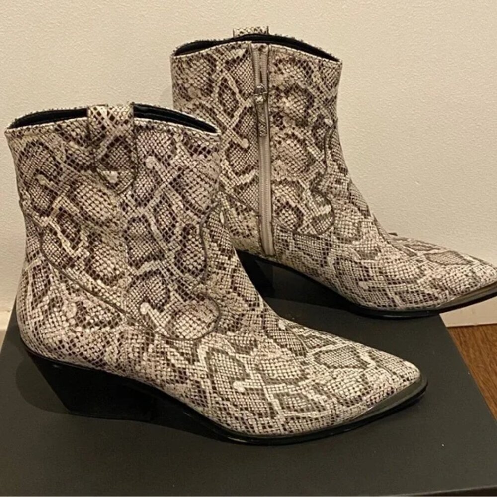Villa Rouge Snakeskin Leather Black /White/Gray Ankle Boots